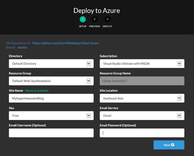 start installing Ghost